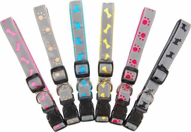 6 DOG REFLECTIVE COLLAR  3/4''X14"-20"